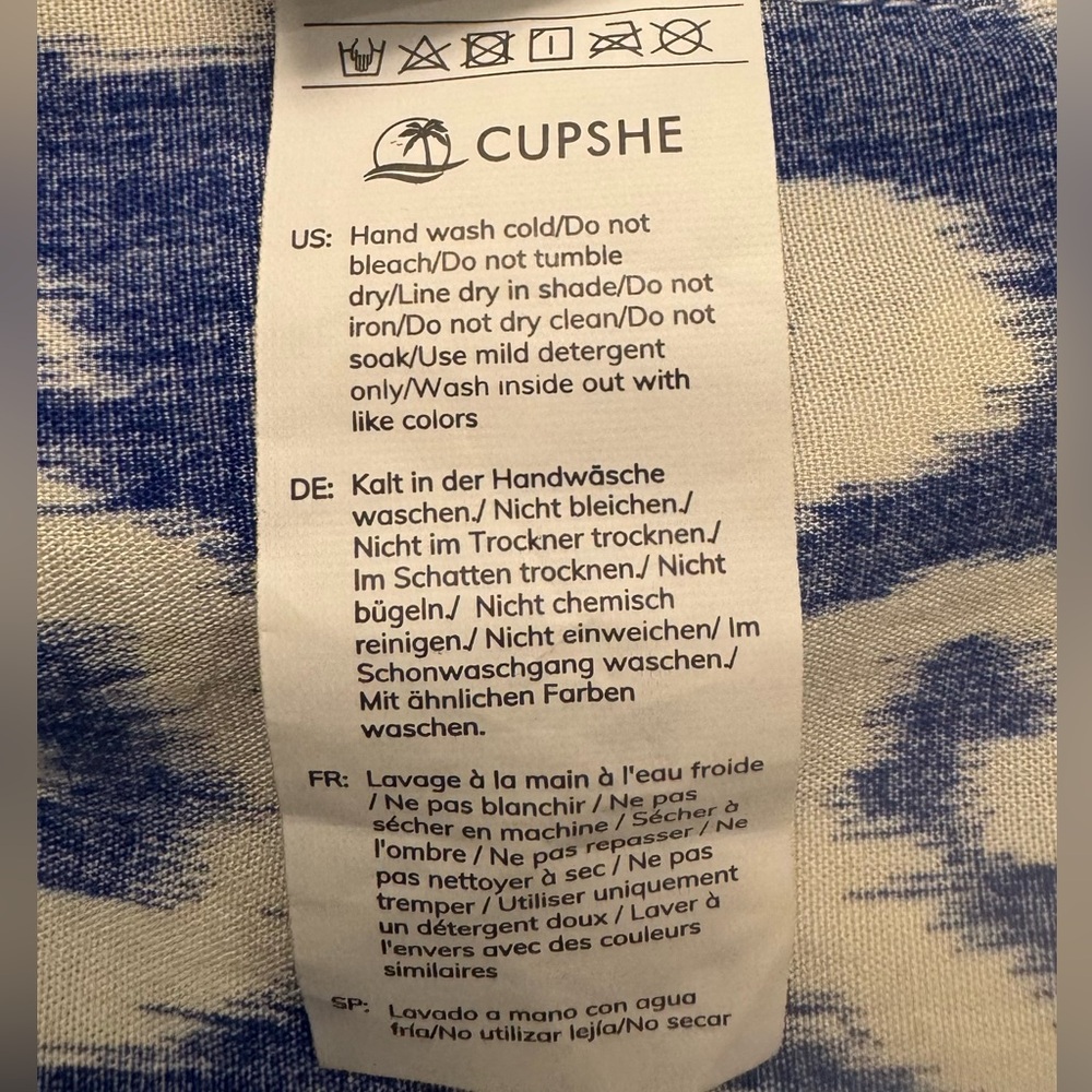 Cupshe Blue & White Ikat Boho Blouse/Shift Dress Size M - Picture 9 of 10